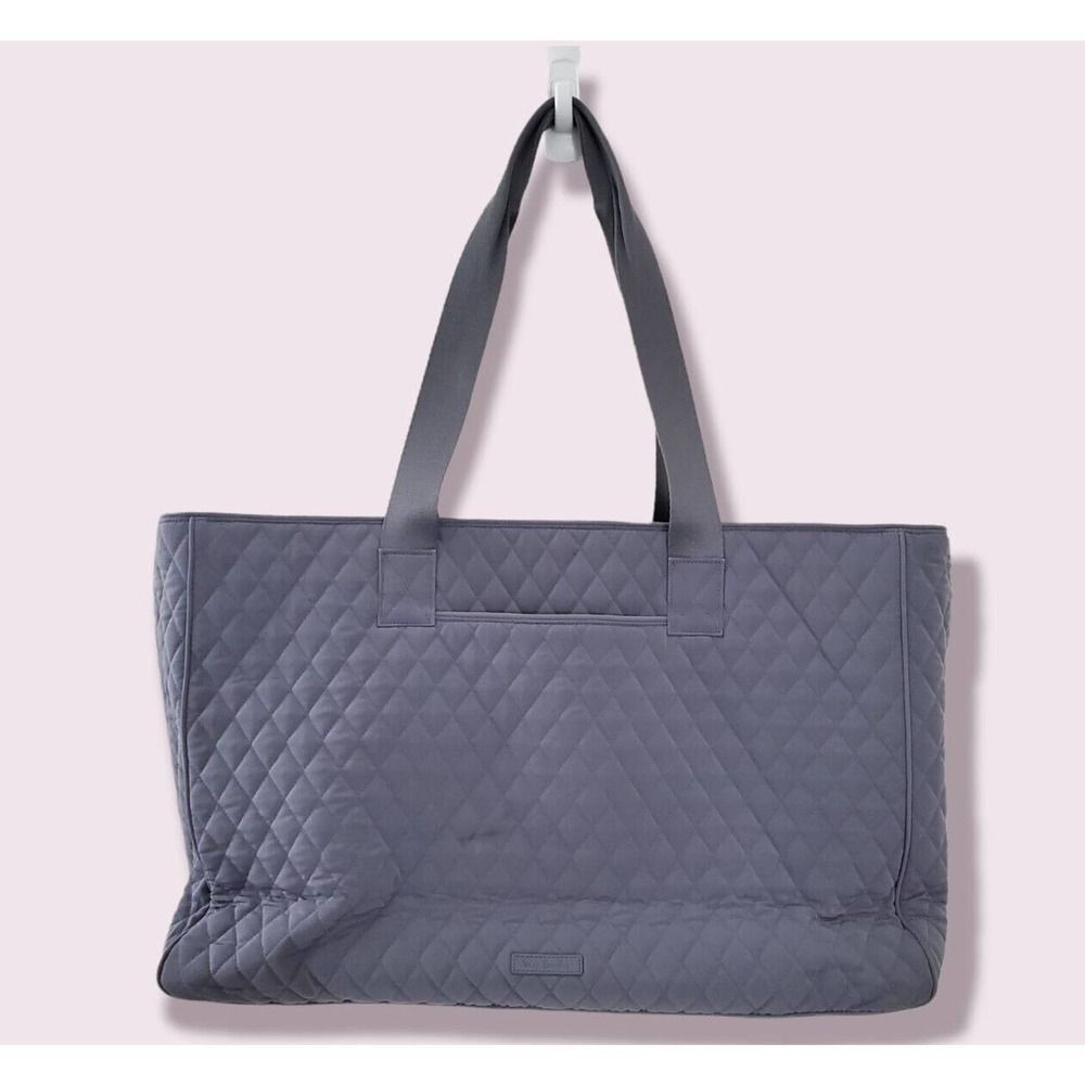 Vera Bradley Large Vera Tote Bag, Rustic Blue Microfiber, Triple Compartment EUC